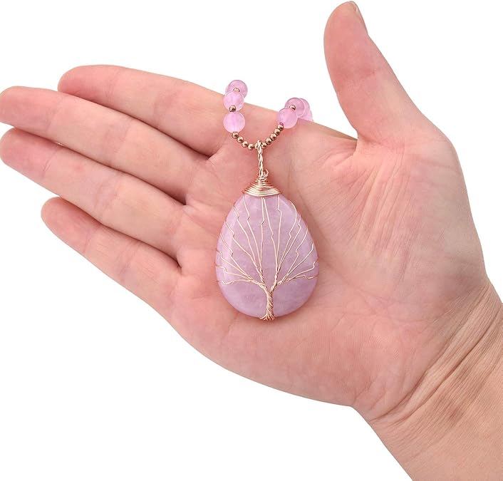 Handmade Amethyst Tree of Life Necklace - Wire Wrapped Healing Crystal Pendant for Women, Spiritual Jewelry Gift with Energy Balancing Gemstone