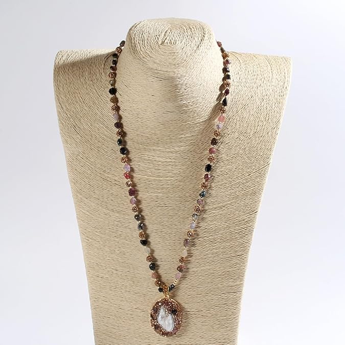 Handmade Boho Beaded Necklace for Women & Men – Adjustable Inch Natural Stone Chakra Pendant, Spiritual Healing Jewelry Gift for Birthdays, Christmas & Holidays