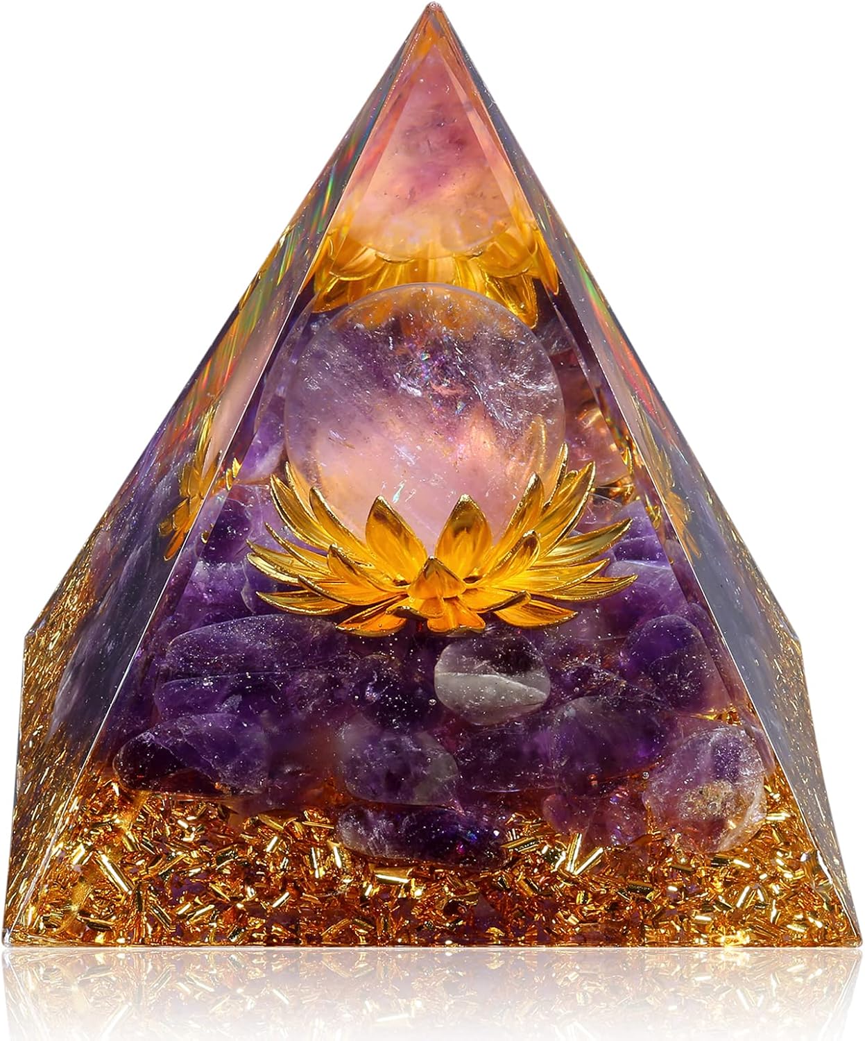 Orgone Energy Pyramid for Wealth & Success - Tiger's Eye & White Crystal Healing Stone for Prosperity, Abundance & Positive Vibes | Feng Shui Money Attractor Gift