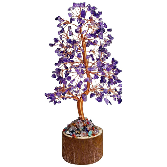 Handmade Seven Chakra Crystal Tree - Tree of Life Meditation Decor, Spiritual Healing Gift for Women, Yoga Room & Office Desk Decoration