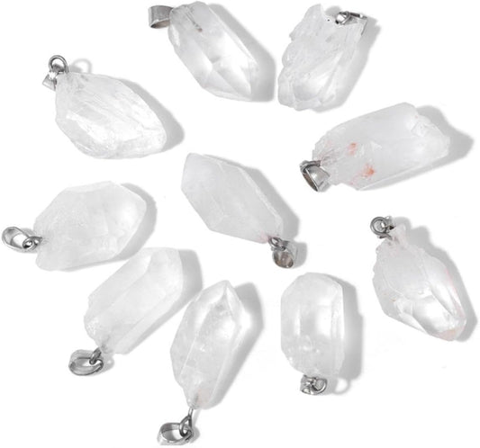 Natural Raw Crystal Pendants - Irregular Healing Gemstones for Jewelry Making, Reiki Energy Tools & Chakra Balancing, DIY Necklace and Earring Craft Supplies