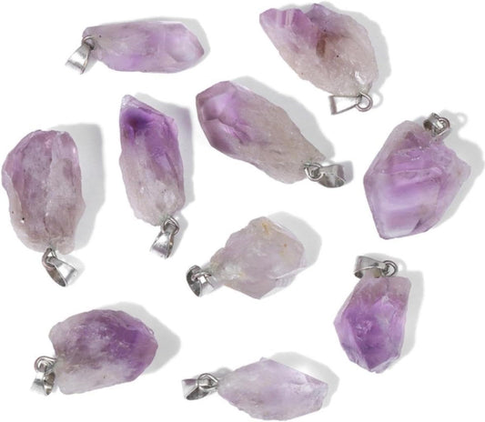 Natural Raw Crystal Pendants - Irregular Healing Gemstones for Jewelry Making, Reiki Energy Tools & Chakra Balancing, DIY Necklace and Earring Craft Supplies