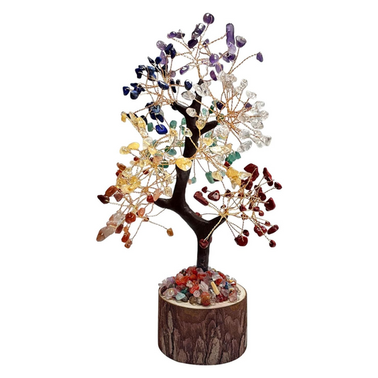 Handmade Seven Chakra Crystal Tree - Tree of Life Meditation Decor, Spiritual Healing Gift for Women, Yoga Room & Office Desk Decoration