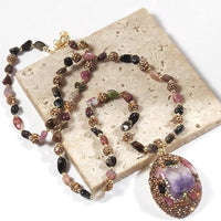 Handmade Boho Beaded Necklace for Women & Men – Adjustable Inch Natural Stone Chakra Pendant, Spiritual Healing Jewelry Gift for Birthdays, Christmas & Holidays