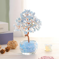 Handmade Rose Quartz Crystal Tree with Glass Base - Natural Gemstone Bonsai for Home & Office Decor, Healing Energy, Good Luck Gift