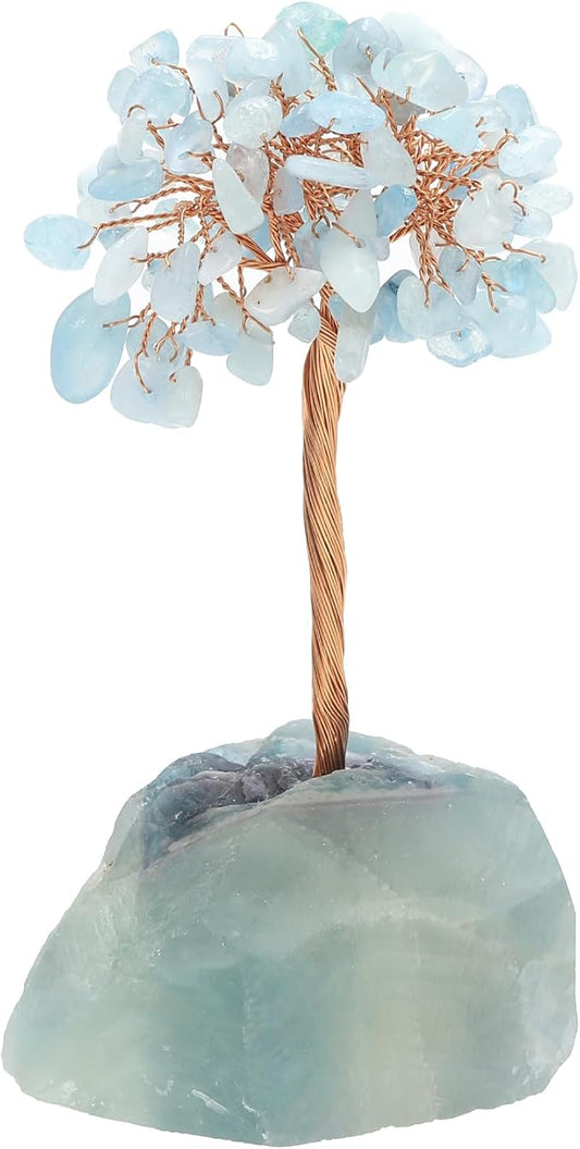 Handmade Tree of Life Crystal Decor - Natural Gemstone Art for Wealth Attraction & Positive Energy, Spiritual Gifts for Home, Office or Birthdays