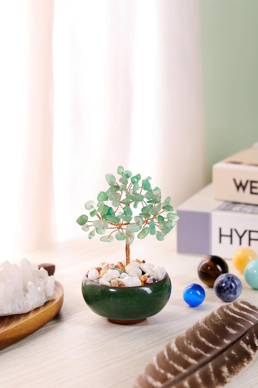 Handmade Rose Quartz Crystal Tree - Feng Shui Money Tree for Home & Office Decor, Wealth Attraction and Spiritual Gifts - Miniature Gemstone Bonsai for Good Luck, Meditation & Housewarming
