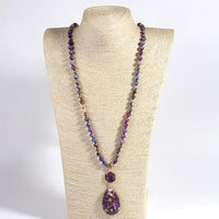 Handmade Boho Beaded Necklace for Women & Men – Adjustable Inch Natural Stone Chakra Pendant, Spiritual Healing Jewelry Gift for Birthdays, Christmas & Holidays