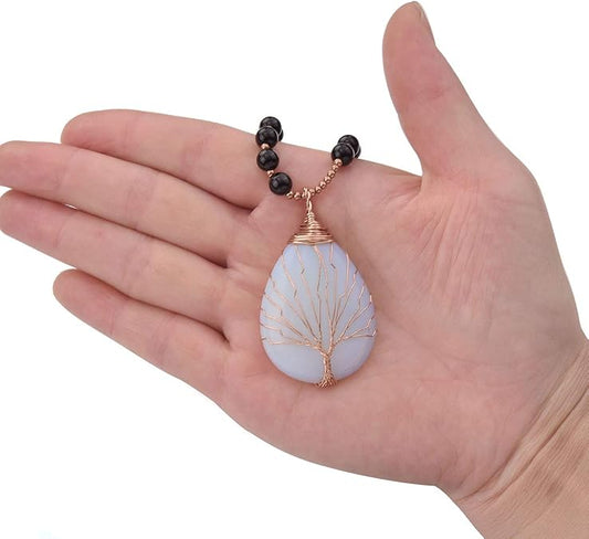 Handmade Amethyst Tree of Life Necklace - Wire Wrapped Healing Crystal Pendant for Women, Spiritual Jewelry Gift with Energy Balancing Gemstone