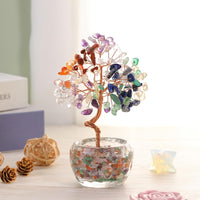 Handmade Rose Quartz Crystal Tree with Glass Base - Natural Gemstone Bonsai for Home & Office Decor, Healing Energy, Good Luck Gift