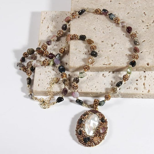 Handmade Boho Beaded Necklace for Women & Men – Adjustable Inch Natural Stone Chakra Pendant, Spiritual Healing Jewelry Gift for Birthdays, Christmas & Holidays