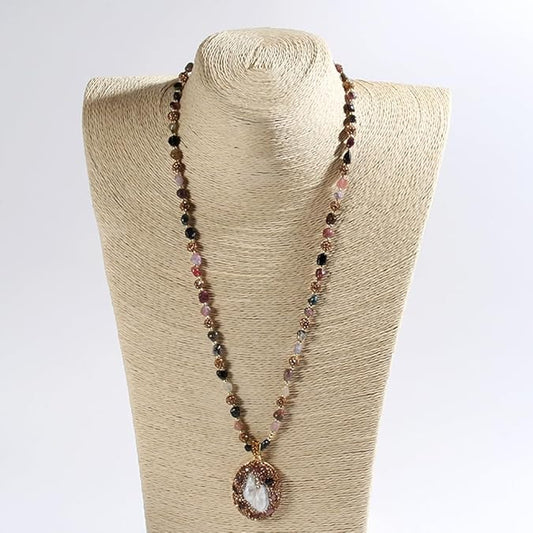 Handmade Boho Beaded Necklace for Women & Men – Adjustable Inch Natural Stone Chakra Pendant, Spiritual Healing Jewelry Gift for Birthdays, Christmas & Holidays