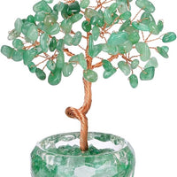 Handmade Rose Quartz Crystal Tree with Glass Base - Natural Gemstone Bonsai for Home & Office Decor, Healing Energy, Good Luck Gift