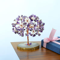 Handmade Amethyst Crystal Tree on Natural Geode Agate Base - Healing Gemstone Decor for Meditation, Reiki & Spiritual Gifts - Tree of Life Energy Art for Home & Office