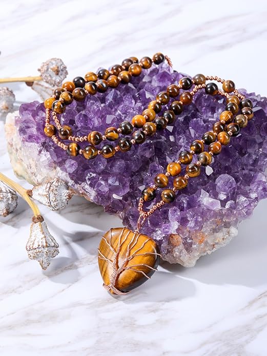 Handmade Amethyst Tree of Life Necklace - Wire Wrapped Healing Crystal Pendant for Women, Spiritual Jewelry Gift with Energy Balancing Gemstone