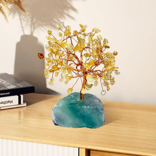 Handmade Seven Chakra Crystal Tree - Tree of Life Meditation Decor, Spiritual Healing Gift for Women, Yoga Room & Office Desk Decoration