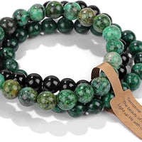3 PCS Crystal Bracelets for Women | 8mm Amethyst Natural Stone Beaded Stretch Jewelry