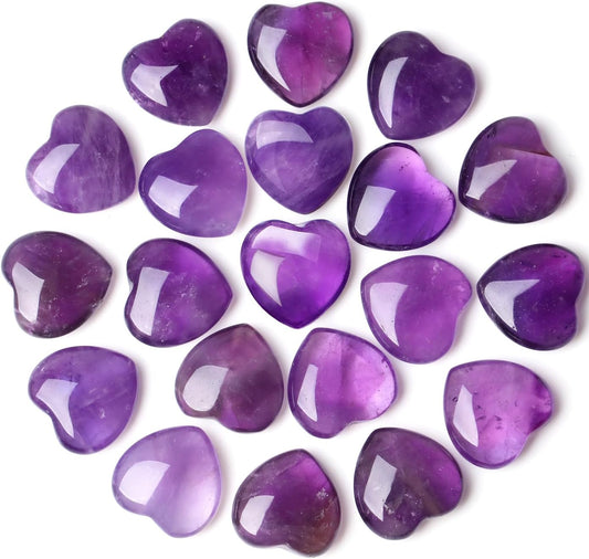 20-Piece Rose Quartz Heart Stones Set - Natural Healing Crystals for Love, Reiki Balancing & Meditation - Pocket-Sized Crystal Hearts Bulk Gift for Women, Mothers Day, Self-Care