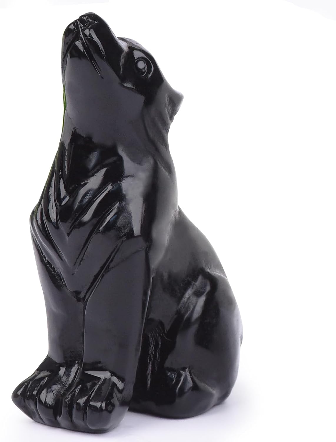 Sacred Black Obsidian Wolf Statue - Spirit Animal Totem Figurine for Energy Protection & Meditation Altar (2.1" Crystal Healing Decor Gift)