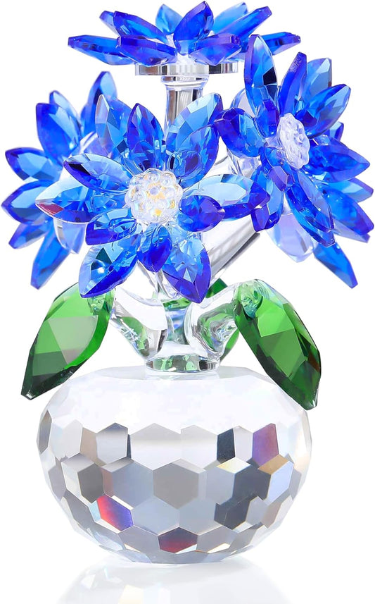 Handmade Crystal Daisy Flower Sculpture - Elegant Glass Bouquet Art for Home Decor, Unique Birthday Gifts for Women, Sister & Her | Luxe Floral Collectible