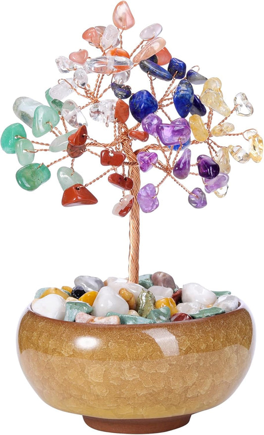 Handmade Rose Quartz Crystal Tree - Feng Shui Money Tree for Home & Office Decor, Wealth Attraction and Spiritual Gifts - Miniature Gemstone Bonsai for Good Luck, Meditation & Housewarming