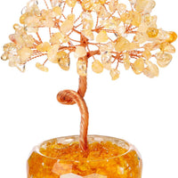 Handmade Rose Quartz Crystal Tree with Glass Base - Natural Gemstone Bonsai for Home & Office Decor, Healing Energy, Good Luck Gift