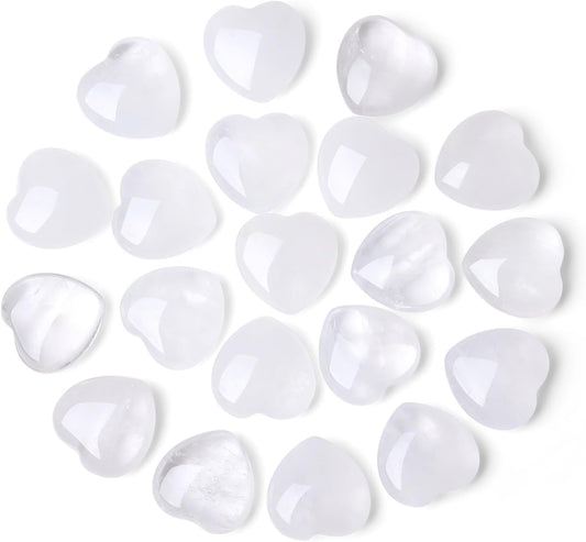 20-Piece Rose Quartz Heart Stones Set - Natural Healing Crystals for Love, Reiki Balancing & Meditation - Pocket-Sized Crystal Hearts Bulk Gift for Women, Mothers Day, Self-Care