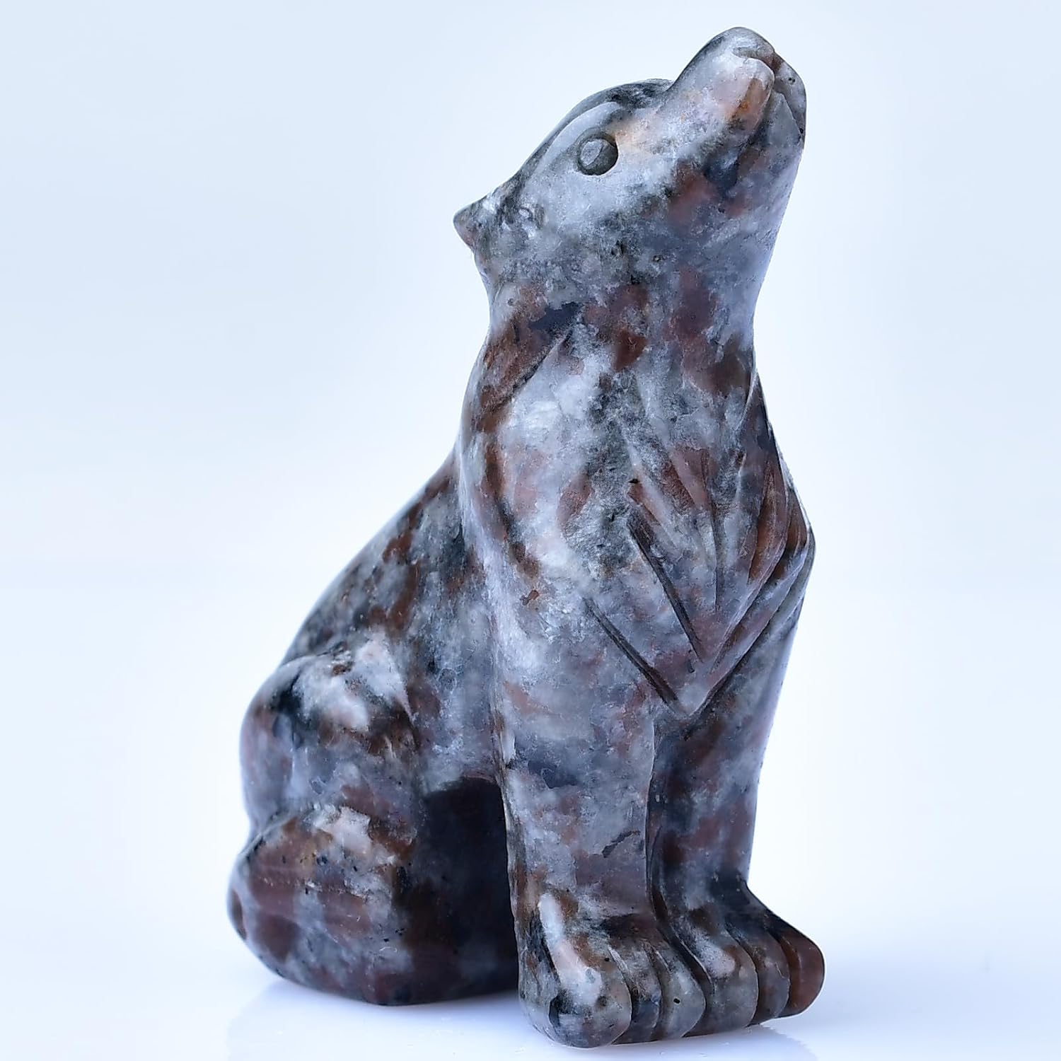Sacred Black Obsidian Wolf Statue - Spirit Animal Totem Figurine for Energy Protection & Meditation Altar (2.1" Crystal Healing Decor Gift)