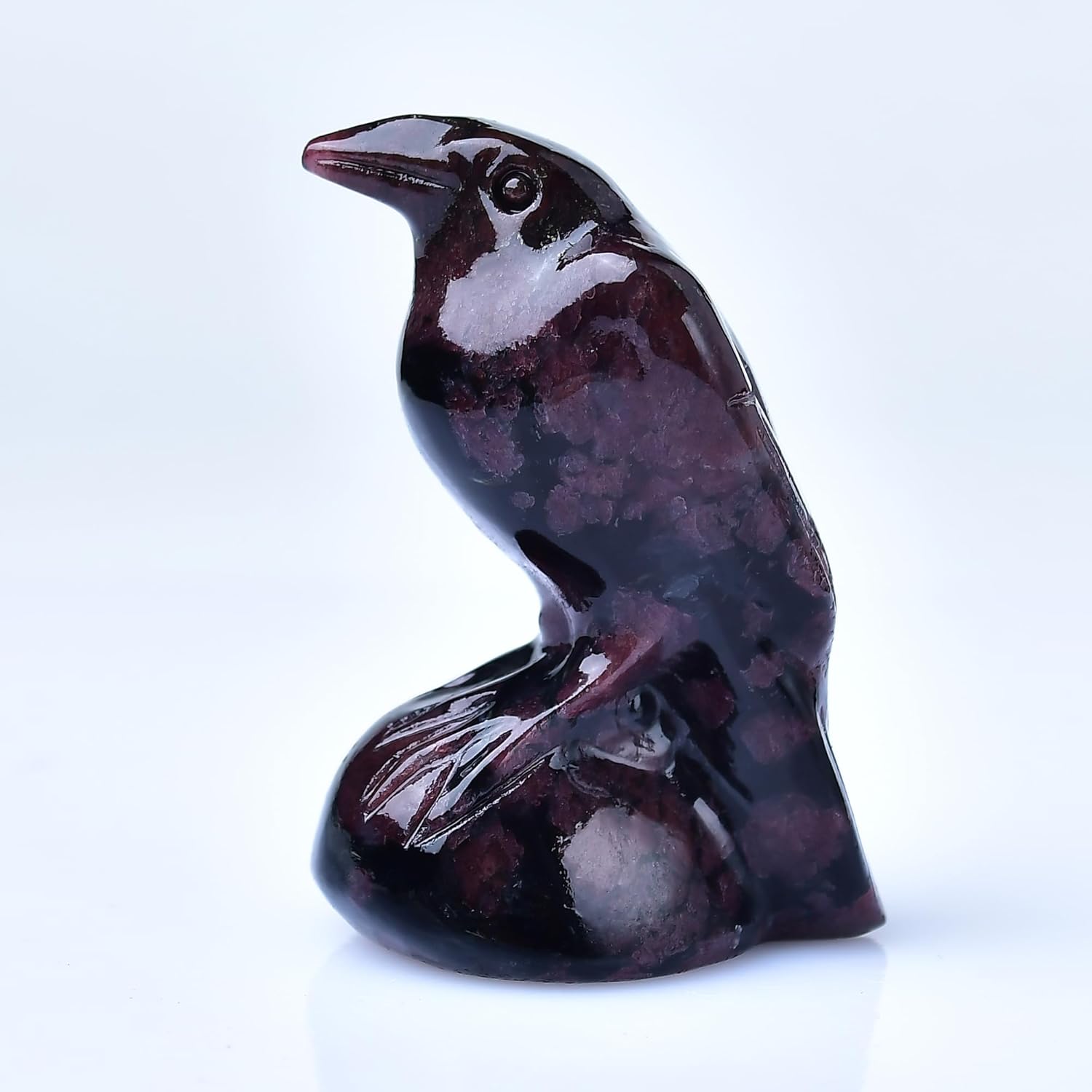 Obsidian Raven Figurine - Handmade Spiritual Protection Stone, Reiki Meditation Office Decor & Pagan Gift