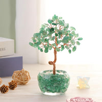 Handmade Rose Quartz Crystal Tree with Glass Base - Natural Gemstone Bonsai for Home & Office Decor, Healing Energy, Good Luck Gift
