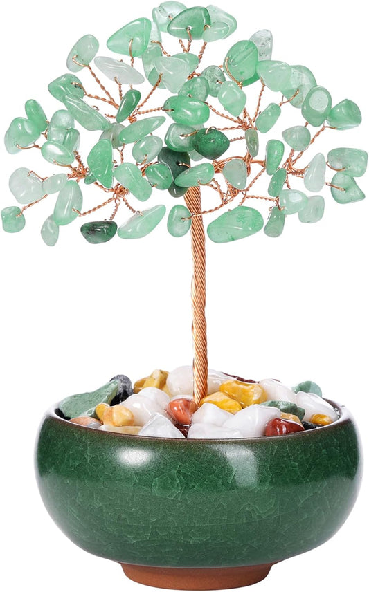 Handmade Rose Quartz Crystal Tree - Feng Shui Money Tree for Home & Office Decor, Wealth Attraction and Spiritual Gifts - Miniature Gemstone Bonsai for Good Luck, Meditation & Housewarming