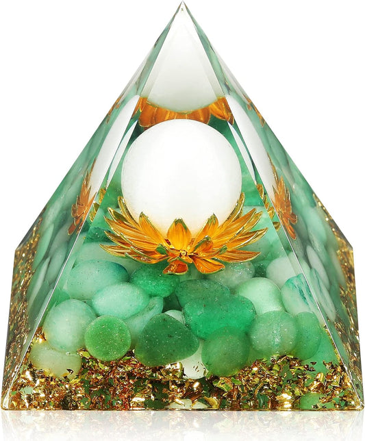 Orgone Energy Pyramid for Wealth & Success - Tiger's Eye & White Crystal Healing Stone for Prosperity, Abundance & Positive Vibes | Feng Shui Money Attractor Gift
