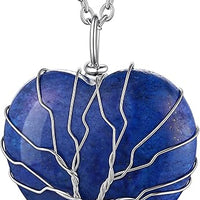 Tree of Life Healing Crystal Necklace – 12-Month Birthstone Pendant with Crescent Moon & Heart Charm | Vintage Energy Jewelry for Women, Spiritual Protection & Birthday Gifts