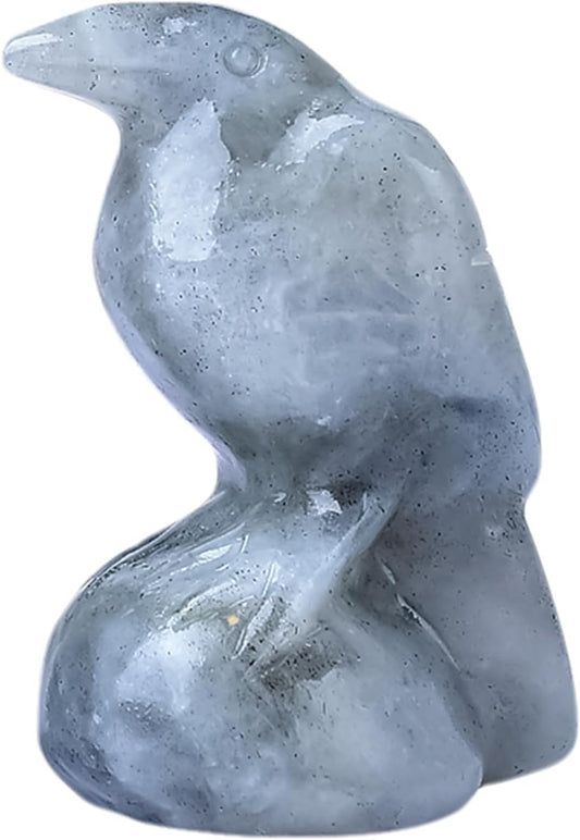 Obsidian Raven Figurine - Handmade Spiritual Protection Stone, Reiki Meditation Office Decor & Pagan Gift