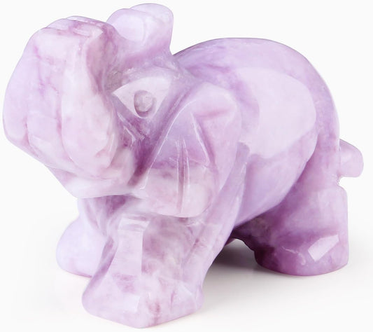 Hand Carved Amethyst Elephant Statue - Healing Crystal Spiritual Decor for Home & Office Desk, Unique Gemstone Animal Sculpture Gift for Women