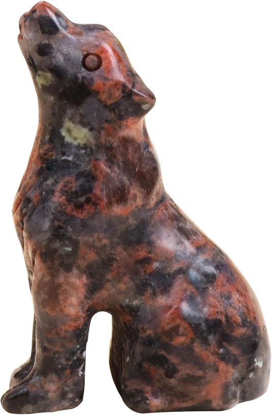 Sacred Black Obsidian Wolf Statue - Spirit Animal Totem Figurine for Energy Protection & Meditation Altar (2.1" Crystal Healing Decor Gift)