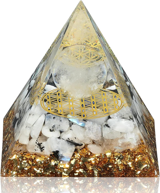 Amethyst & Obsidian Orgonite Pyramid - Energy Healing Crystal for Stress Relief, Chakra Balancing, and Meditation