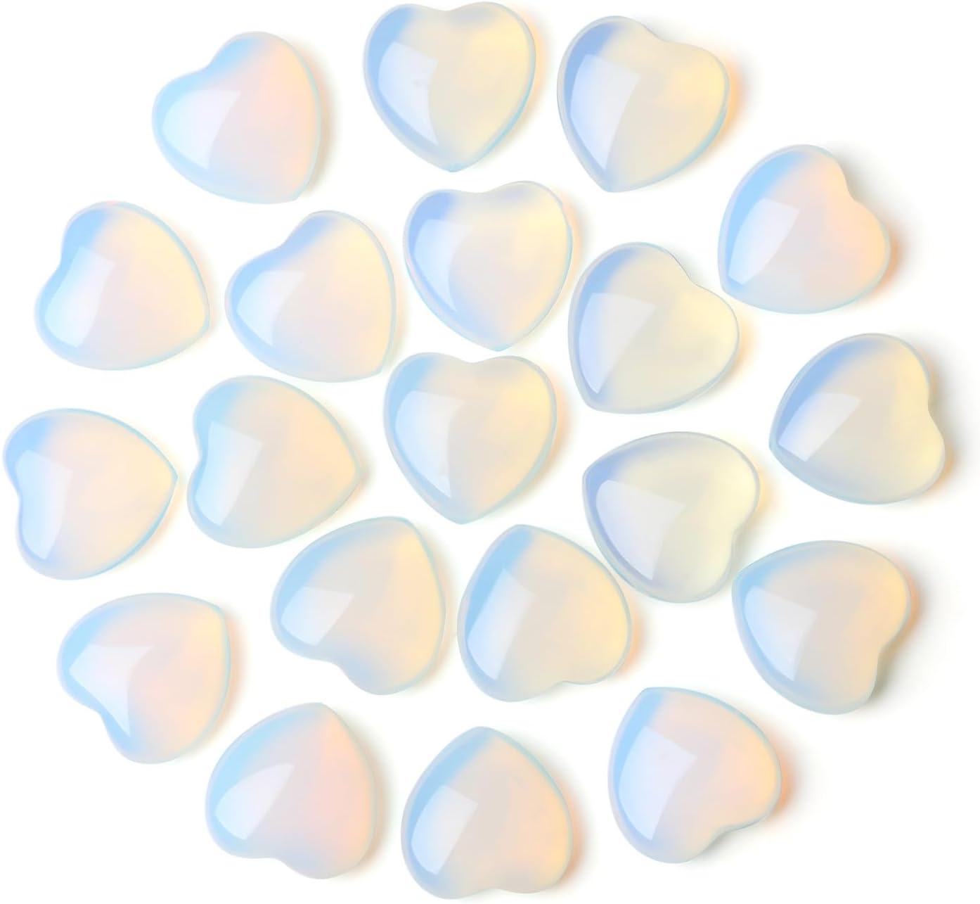 20-Piece Rose Quartz Heart Stones Set - Natural Healing Crystals for Love, Reiki Balancing & Meditation - Pocket-Sized Crystal Hearts Bulk Gift for Women, Mothers Day, Self-Care