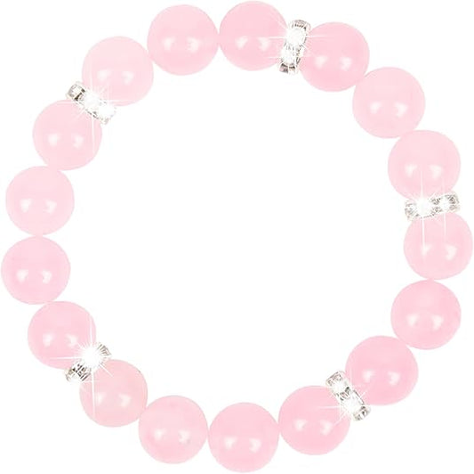 Healing Bracelet for Women | 8mm Rose Quartz & Chakra Crystal Beads | Adjustable Yoga Stretch Bracelet for Anxiety & Stress Relief