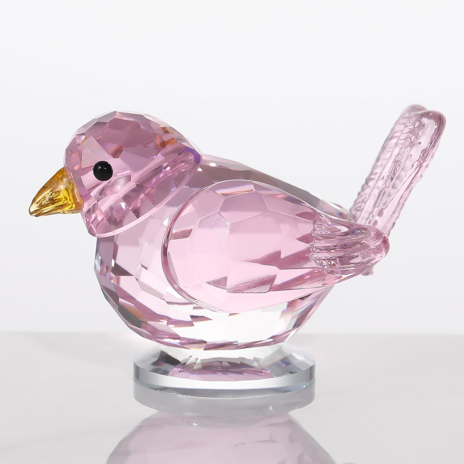 Handmade Crystal Bird Figurine - Artisan Glass Animal Sculpture for Home & Office Decor, Unique Desk Paperweight Gift