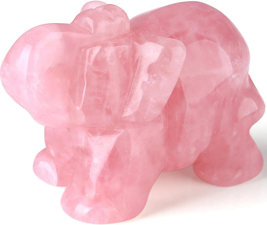 Hand Carved Amethyst Elephant Statue - Healing Crystal Spiritual Decor for Home & Office Desk, Unique Gemstone Animal Sculpture Gift for Women