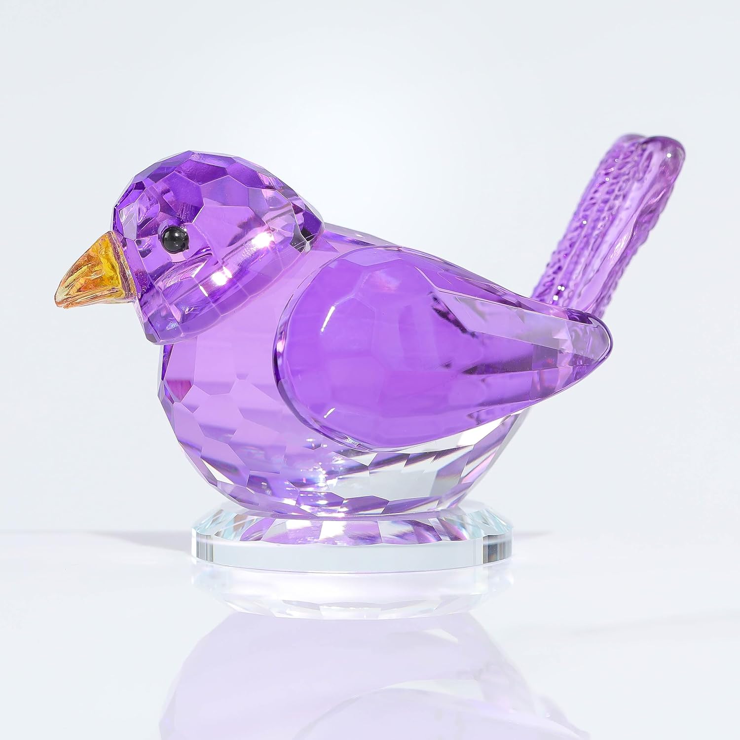 Handmade Crystal Bird Figurine - Artisan Glass Animal Sculpture for Home & Office Decor, Unique Desk Paperweight Gift