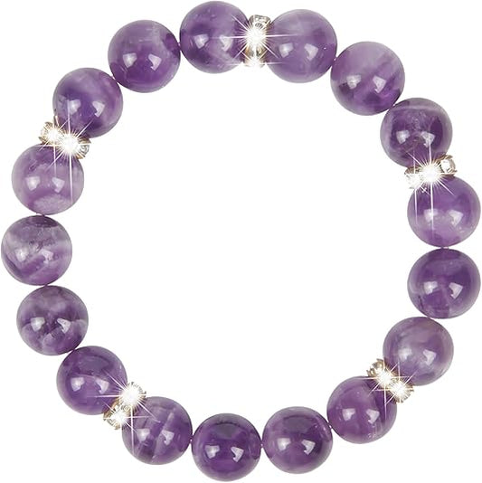 Healing Bracelet for Women | 8mm Rose Quartz & Chakra Crystal Beads | Adjustable Yoga Stretch Bracelet for Anxiety & Stress Relief