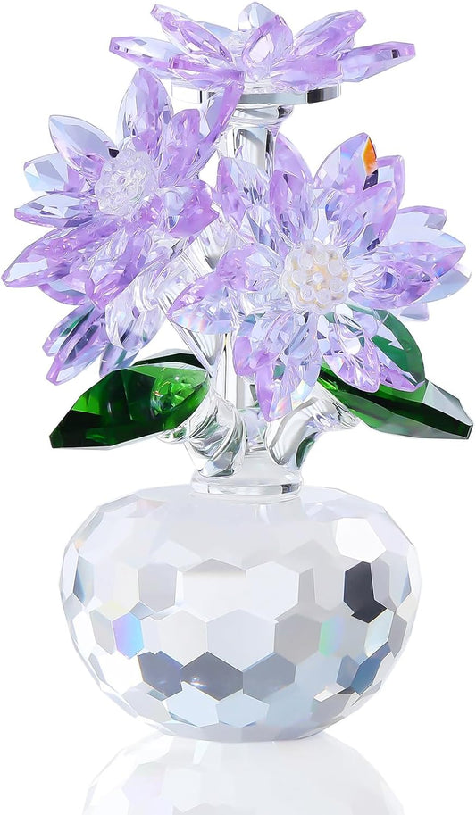 Handmade Crystal Daisy Flower Sculpture - Elegant Glass Bouquet Art for Home Decor, Unique Birthday Gifts for Women, Sister & Her | Luxe Floral Collectible
