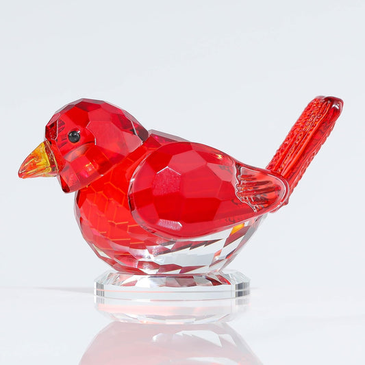 Handmade Crystal Bird Figurine - Artisan Glass Animal Sculpture for Home & Office Decor, Unique Desk Paperweight Gift