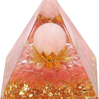 Orgone Energy Pyramid for Wealth & Success - Tiger's Eye & White Crystal Healing Stone for Prosperity, Abundance & Positive Vibes | Feng Shui Money Attractor Gift