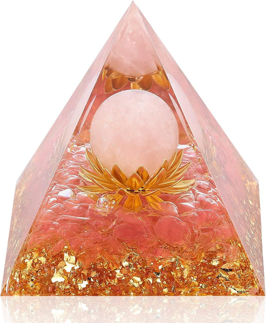 Orgone Energy Pyramid for Wealth & Success - Tiger's Eye & White Crystal Healing Stone for Prosperity, Abundance & Positive Vibes | Feng Shui Money Attractor Gift