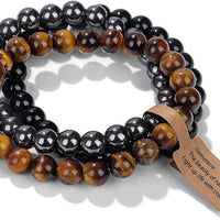 3 PCS Crystal Bracelets for Women | 8mm Amethyst Natural Stone Beaded Stretch Jewelry