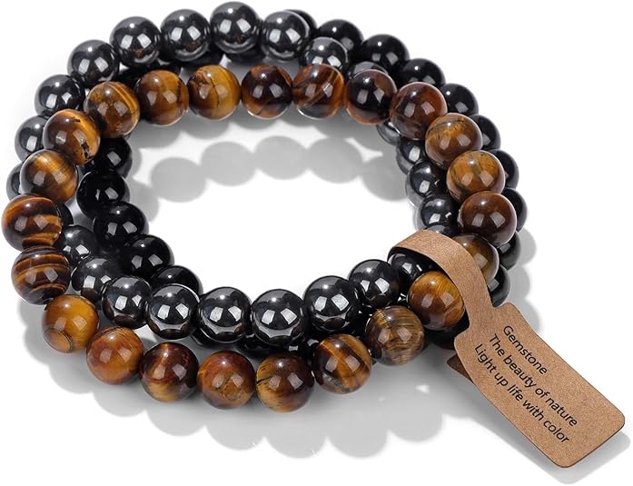3 PCS Crystal Bracelets for Women | 8mm Amethyst Natural Stone Beaded Stretch Jewelry