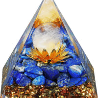 Orgone Energy Pyramid for Wealth & Success - Tiger's Eye & White Crystal Healing Stone for Prosperity, Abundance & Positive Vibes | Feng Shui Money Attractor Gift